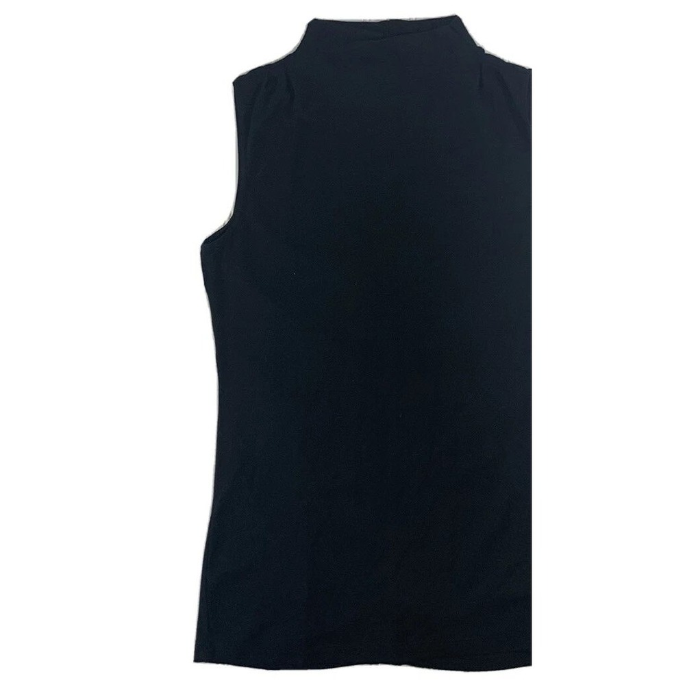 Donna Degnan Mock Neck Top Womens S Black Ruched Back Sleeveless Minimalist - Picture 3 of 9